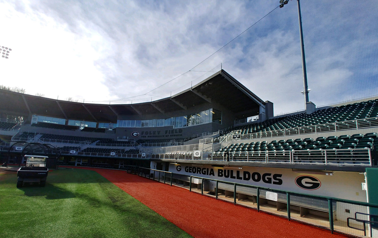 A baseball field with the bulldogs on it.