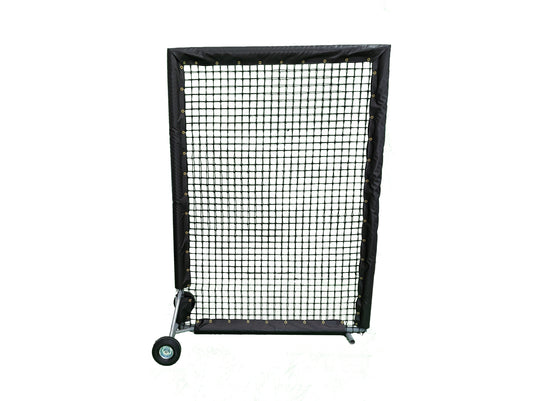 A black net with wheels on the side of it.