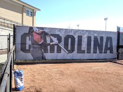 A large sign that says " carolina ".